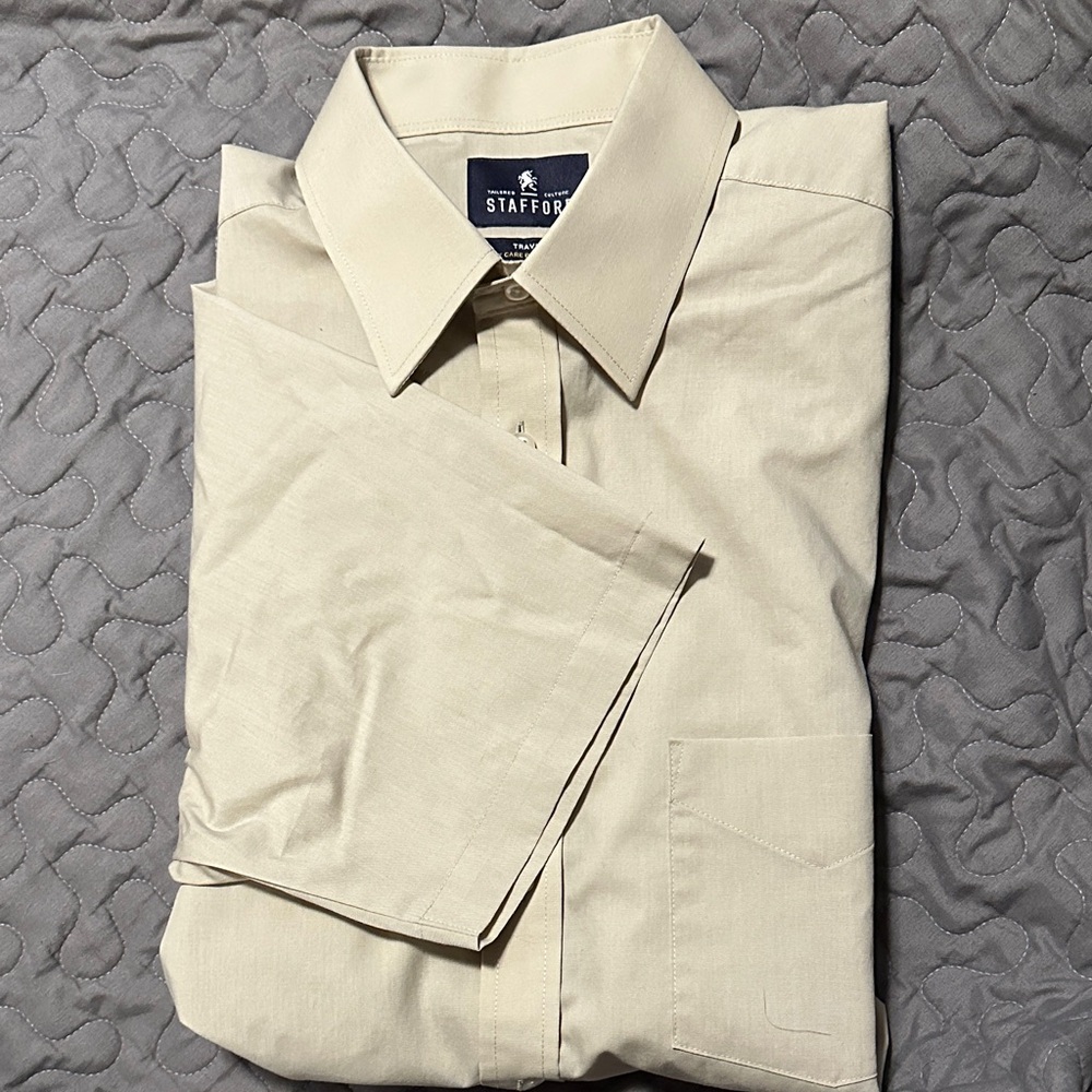 Stafford Men's Beige Dress Shirt